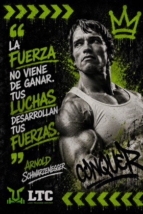 La fuerza no viene de ganar. Tus luchas desarrollan tus fuerzas. Frase de Arnold Schwarzenegger.